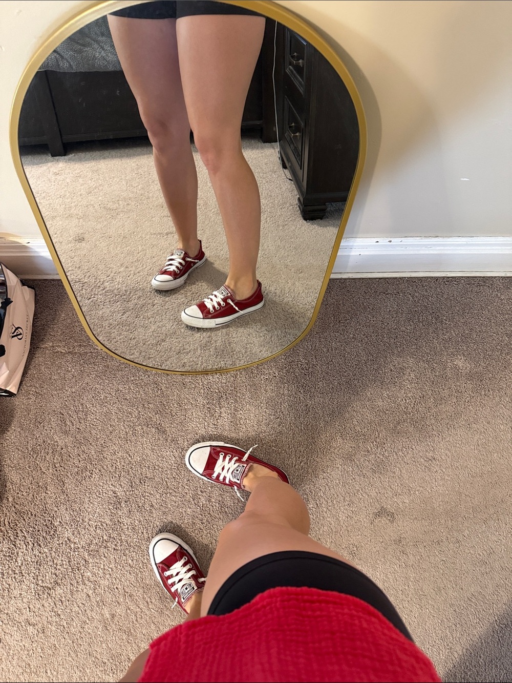 Converse Slip on Low-Top Canvas Sneakers in Red and White